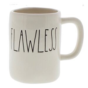 Rae Dunn Flawless White Ceramic 16 oz mug with Black Lettering